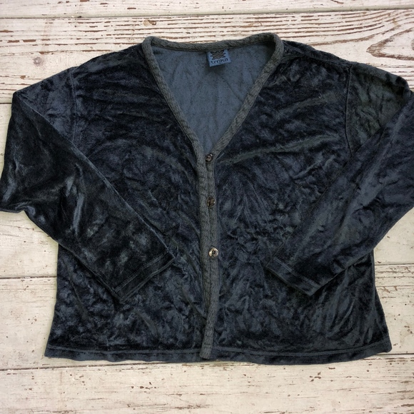 TRNKA 80%rayon chenille earthy teal knit cardigan - Picture 6 of 7